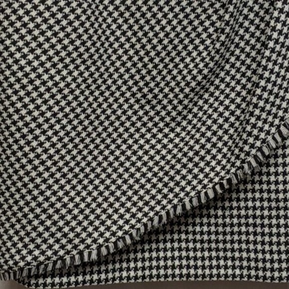 Tahari Skirt Women Size 12 Fringe Gathered Houndstooth Lined Short Black & White - Picture 11 of 11